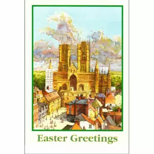Bird's Eye View of Lincoln Cathedral Easter Card