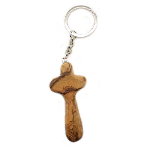 Olive Wood Holding Cross Keyring