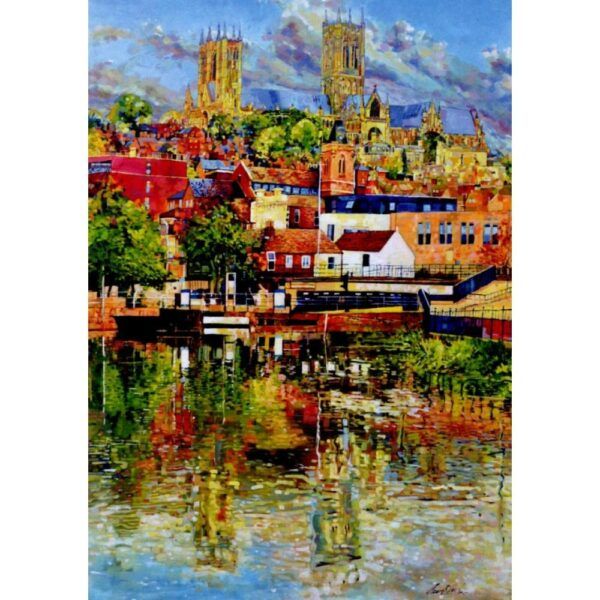 Greetings Card Lincoln Cathedral Reflections